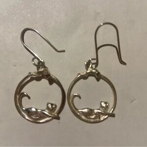 Sterling silver cat earrings